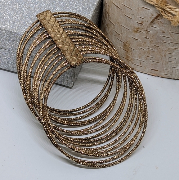 Gold Tone Sparkly Multilayer Bangle Bracelet - Picture 1 of 4